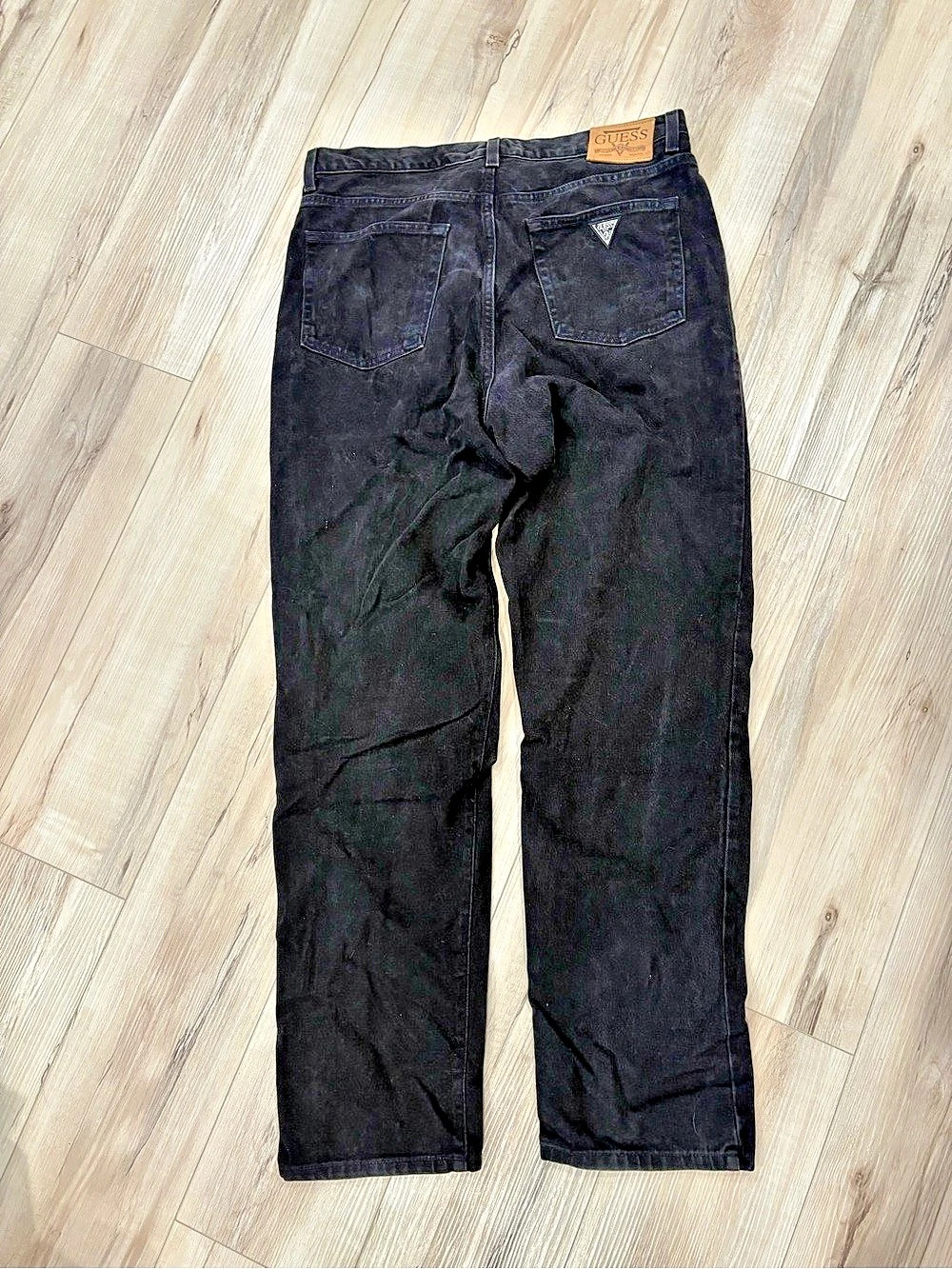 Guess Jeans Faded Black Straight Leg Jeans Waist 36 Black